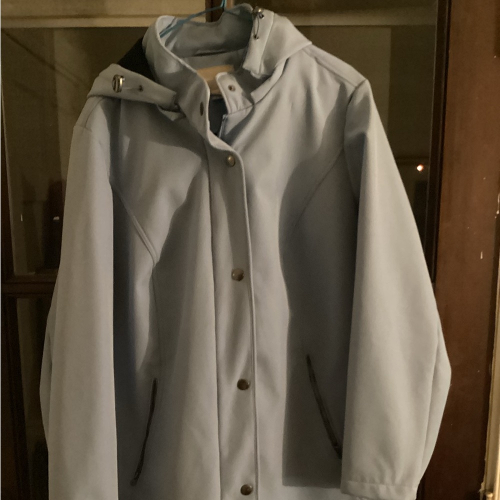 Woman Within blue parka, size 1X